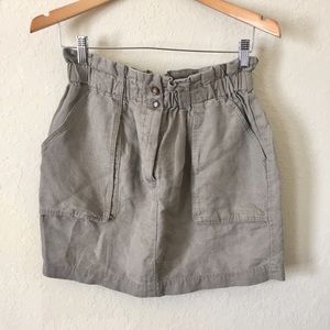Mango Army Green High Waisted Linen Casual Skirt